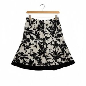 Ann Taylor Chic Black and White Floral A-Line Skirt